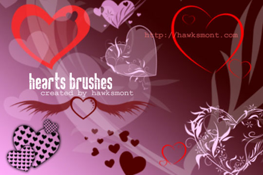 9  Valentine Brushes - Free Photoshop Hearts Brushes - by Hawksmont