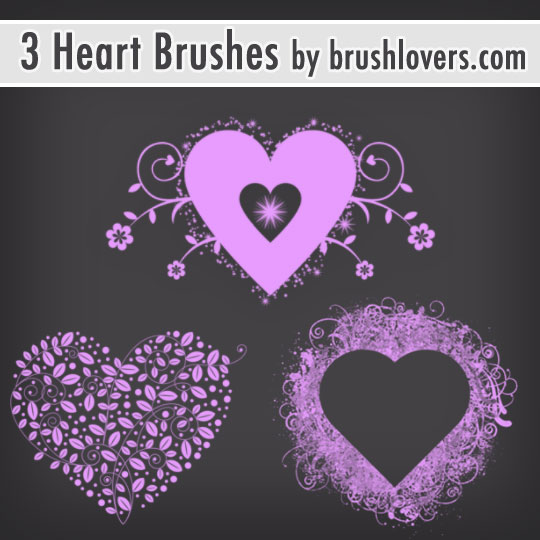 3 Valentine Heart Brushes by BrushLovers