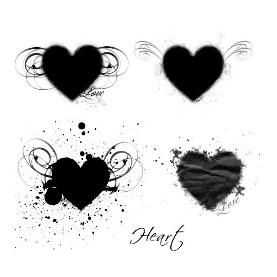 4 Free Grunge Heart Brushes