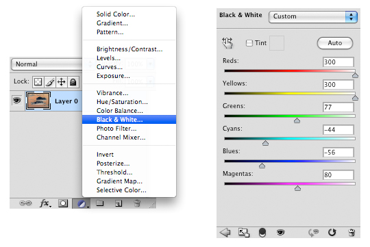 New adjustment layer - Black&White