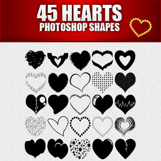 45 Heart Shapes for Photoshop by Namida