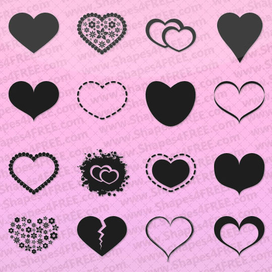 55 Photoshop Hearts Shapes by Shapes4free