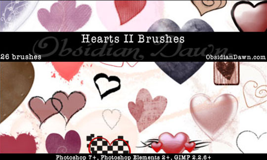 26 Heart Brushes for Valentine's Day by Obsidian Dawn 